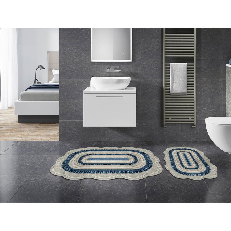 Casa si Gradina - Textile si covoare - Covoare - Covorase baie - Set covorase de baie, L'essentiel Maison, albastru, 50x60 cm si 60x100 cm, 100% poliester, antiderapant, 394ANR1622 - Infinity.ro