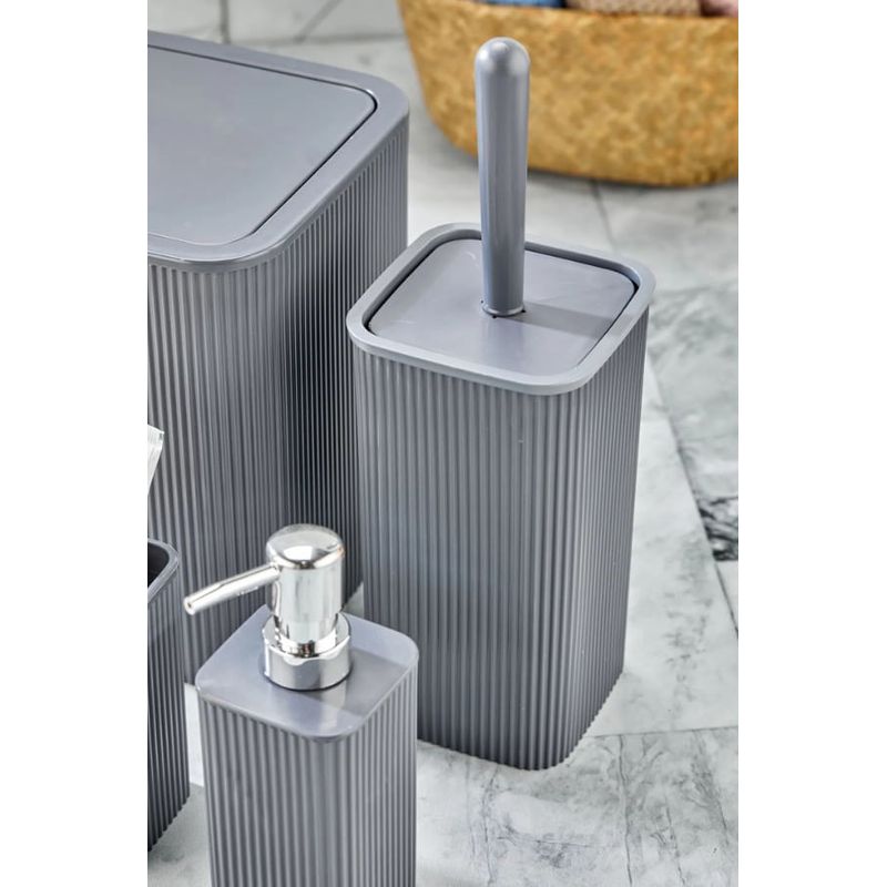 Casa si Gradina - Sanitare - Suporturi si accesorii baie - Accesorii baie - Set accesorii baie, L'essentiel Maison, plastic, gri, 5 piese - Infinity.ro