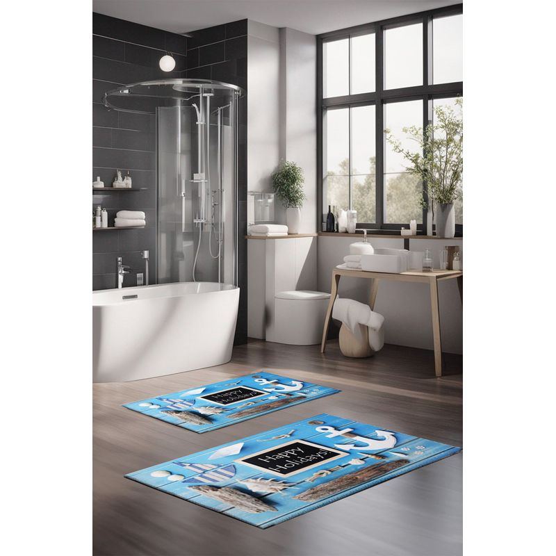 Casa si Gradina - Textile si covoare - Covoare - Covorase baie - Set covorase baie, L'essentiel Maison, multicolor, 40x60 cm si 60x100 cm, 100% poliester, antiderapant, 323CTW1318 - Infinity.ro