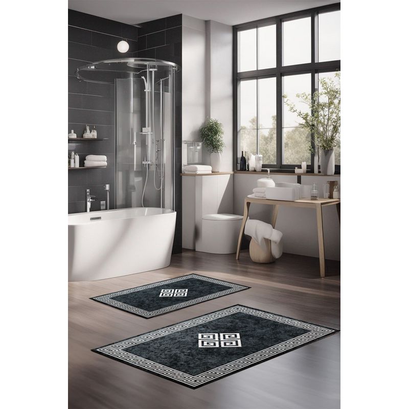 Casa si Gradina - Textile si covoare - Covoare - Covorase baie - Set covorase baie, L'essentiel Maison, multicolor, 40x60 cm si 60x100 cm, 100% poliester, antiderapant, 323CTW1169 - Infinity.ro