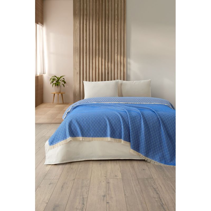Casa si Gradina - Textile si covoare - Pături și cuverturi - Cuverturi - Cuvertura, L'essentiel Maison, albastru, 210x230 cm, 100% bumbac - Infinity.ro