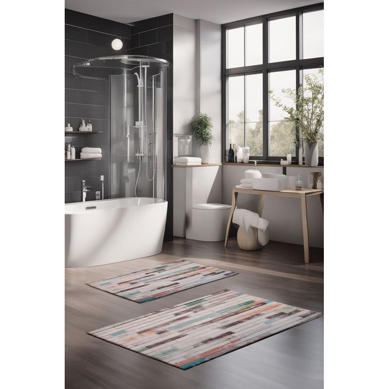 Casa si Gradina - Textile si covoare - Covoare - Covorase baie - Set covorase de baie, L'essentiel Maison, multicolor, 40x60 cm si 60x100 cm, 100% poliester, antiderapant, 323CTW1354 - Infinity.ro