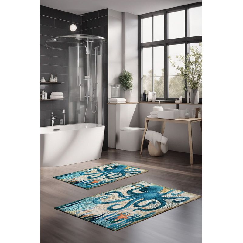 Casa si Gradina - Textile si covoare - Covoare - Covorase baie - Set covorase de baie, L'essentiel Maison, multicolor, 40x60 cm si 60x100 cm, 100% poliester, antiderapant, 323CTW1465 - Infinity.ro