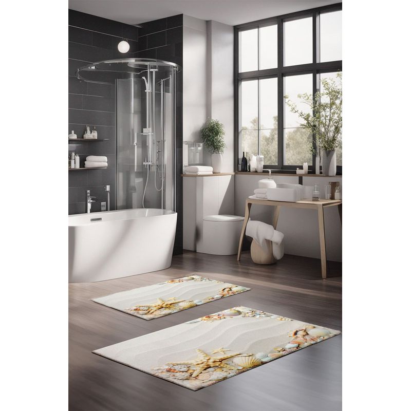 Casa si Gradina - Textile si covoare - Covoare - Covorase baie - Set covorase de baie, L'essentiel Maison, multicolor, 40x60 cm si 60x100 cm, 100% poliester, antiderapant, 323CTW1344 - Infinity.ro