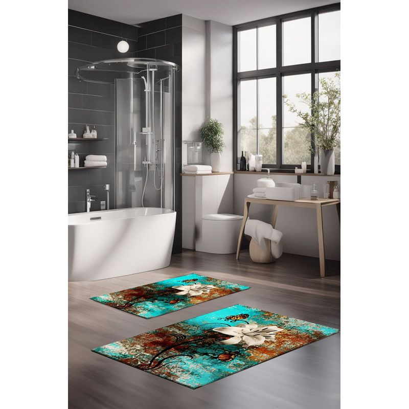 Casa si Gradina - Textile si covoare - Covoare - Covorase baie - Set covorase de baie, L'essentiel Maison, multicolor, 40x60 cm si 60x100 cm, 100% poliester, antiderapant, 323CTW1484 - Infinity.ro