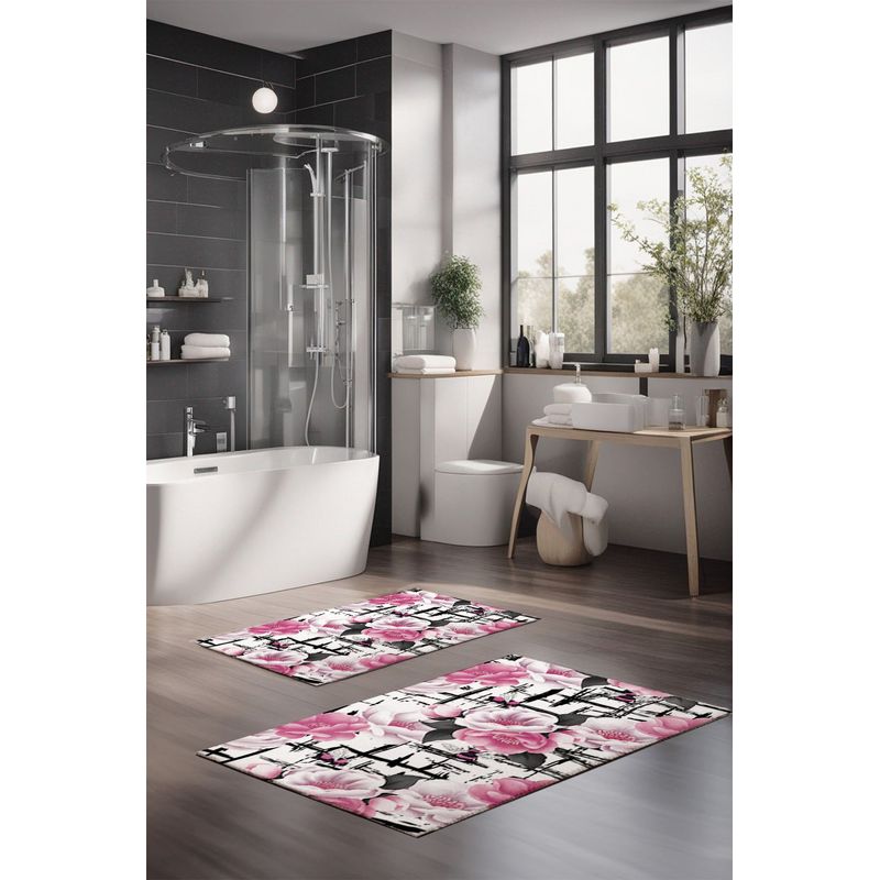 Casa si Gradina - Textile si covoare - Covoare - Covorase baie - Set covorase de baie, L'essentiel Maison, multicolor, 40x60 cm si 60x100 cm, 100% poliester, antiderapant, 323CTW1477 - Infinity.ro