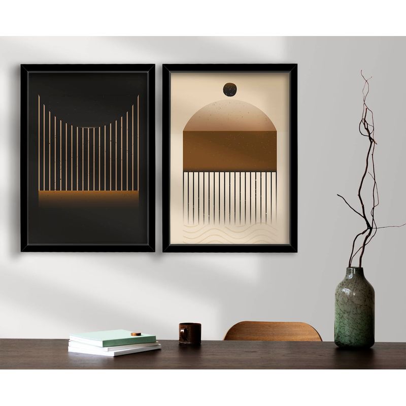 Casa si Gradina - Decoratiuni - Tablouri - Set tablouri decorative, Wallxpert, mdf, maro, mink, negru, 38x53 cm, cu rama din lemn, 2 bucati - Infinity.ro