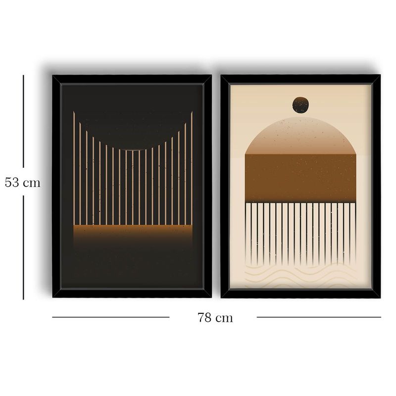 Casa si Gradina - Decoratiuni - Tablouri - Set tablouri decorative, Wallxpert, mdf, maro, mink, negru, 38x53 cm, cu rama din lemn, 2 bucati - Infinity.ro