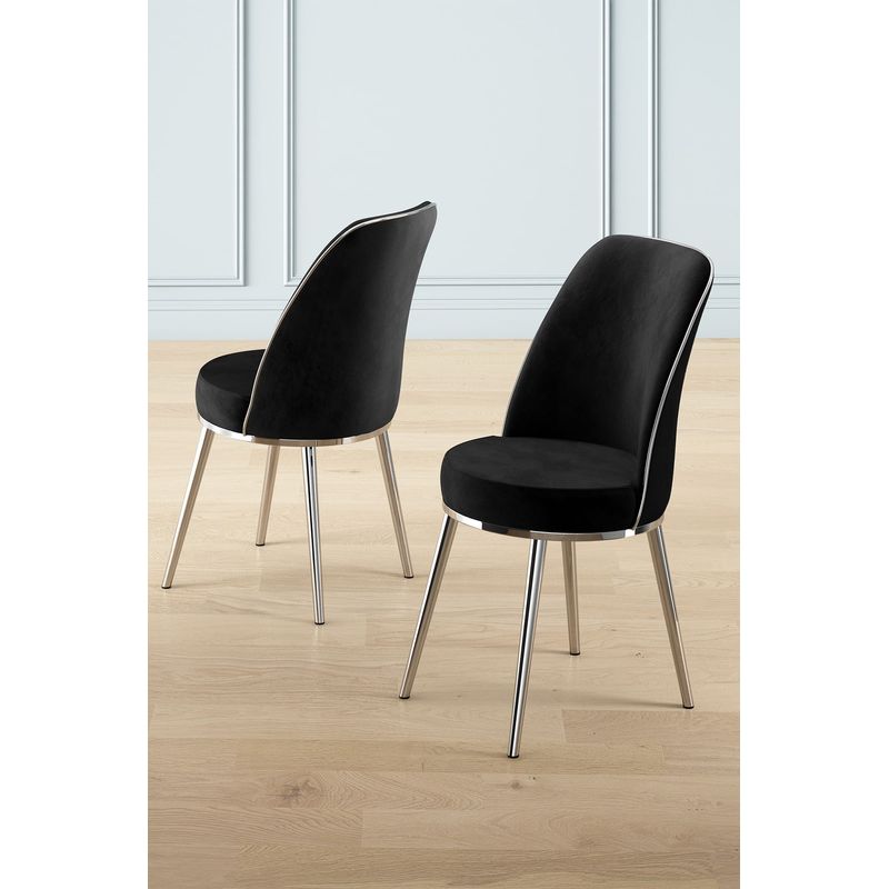 Casa si Gradina - Mobilier - Scaune si fotolii - Scaune - Set scaune, Hanah Home, lemn, negru si crom, 45x42x91 cm, 6 piese - Infinity.ro