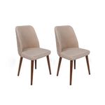 Casa si Gradina - Mobilier - Scaune si fotolii - Scaune - Set scaune, Hanah Home, catifea, crem si nuc, 50x49x90 cm, 974NMB1693 - Infinity.ro