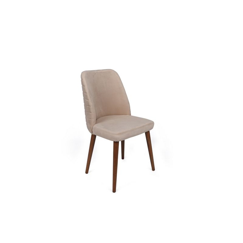 Casa si Gradina - Mobilier - Scaune si fotolii - Scaune - Set scaune, Hanah Home, catifea, crem si nuc, 50x49x90 cm, 974NMB1693 - Infinity.ro