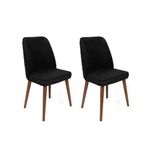 Casa si Gradina - Mobilier - Scaune si fotolii - Scaune - Set scaune, Hanah Home, catifea, negru si nuc, 50x49x90 cm, 2 bucati - Infinity.ro