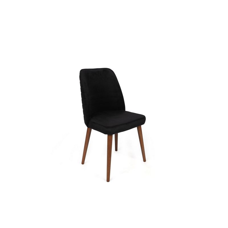 Casa si Gradina - Mobilier - Scaune si fotolii - Scaune - Set scaune, Hanah Home, catifea, negru si nuc, 50x49x90 cm, 2 bucati - Infinity.ro