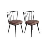 Casa si Gradina - Mobilier - Scaune si fotolii - Scaune - Set scaune, Hanah Home, metal, catifea, maro deschis si negru, 43x42x82 cm - Infinity.ro