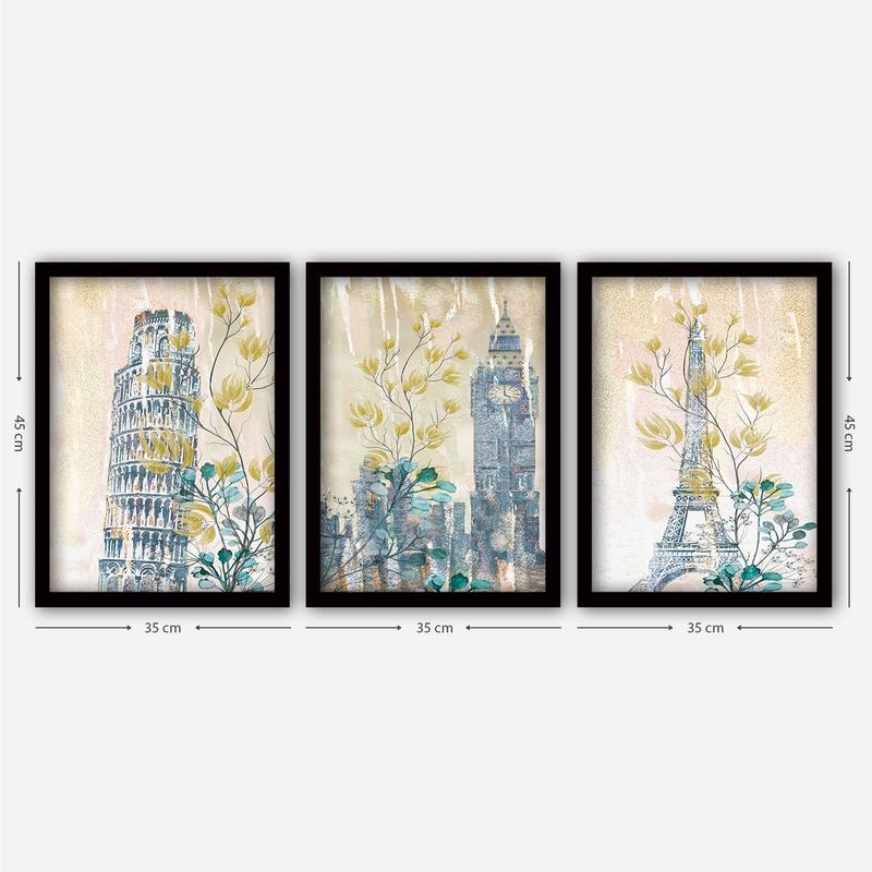 Casa si Gradina - Decoratiuni - Tablouri - Tablou decorativ cu rama, Wallxpert, mdf, multicolor, 35x45 cm, set 3 bucati, 364LUL1393 - Infinity.ro