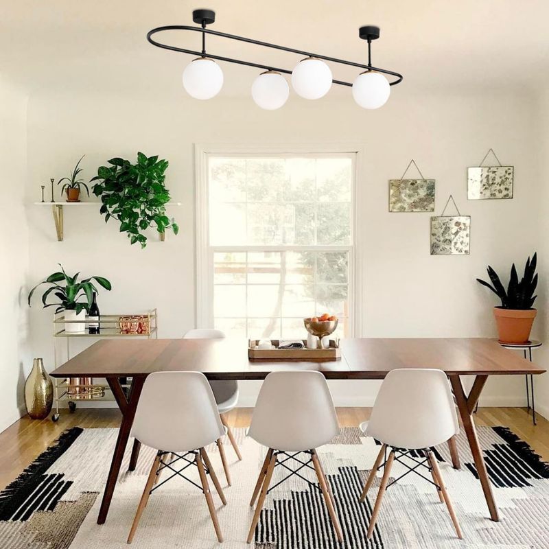 Casa si Gradina - Corpuri si surse de iluminat - Lustre si pendule - Lustra, Opviq, fier, negru alb, 124x40x33 cm - Infinity.ro