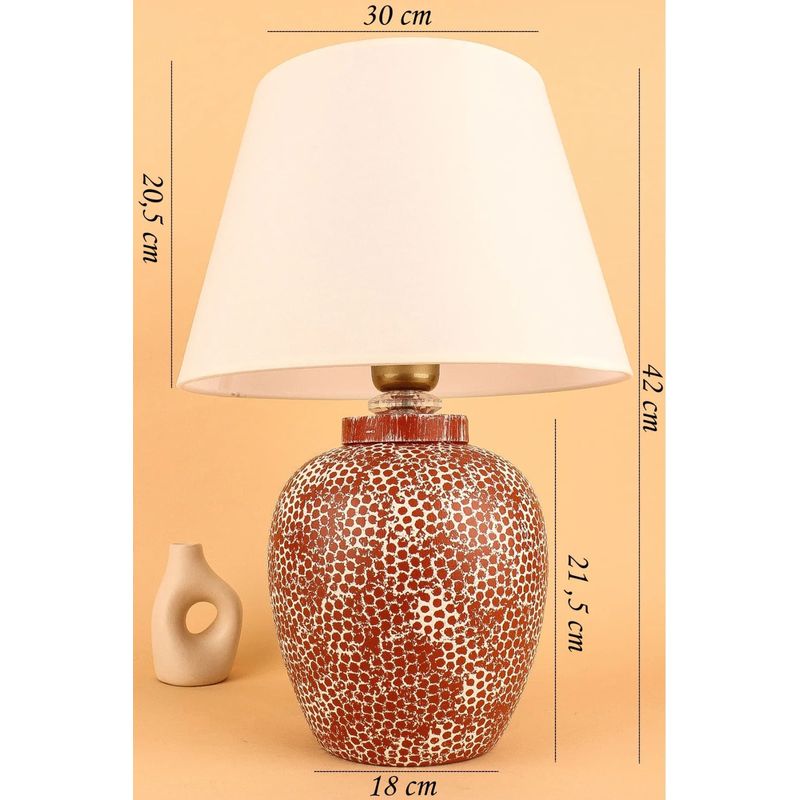Casa si Gradina - Corpuri si surse de iluminat - Veioze si lampi - Veioze - Veioza, Opviq, ceramica, rosu tigla si alb, 30x42 cm - Infinity.ro