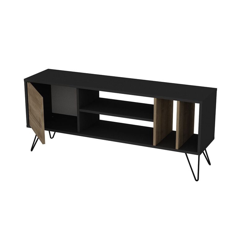Casa si Gradina - Mobilier - Comode si corpuri - Comode - Comoda tv, Hanah Home, pal melaminat, nuc si negru, 140x35.5x58.7 cm - Infinity.ro