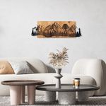 Casa si Gradina - Decoratiuni - Decoratiuni perete - Accesoriu decorativ de perete, Wallxpert, metal si lemn, negru si nuc, 75.5x24.5 cm - Infinity.ro
