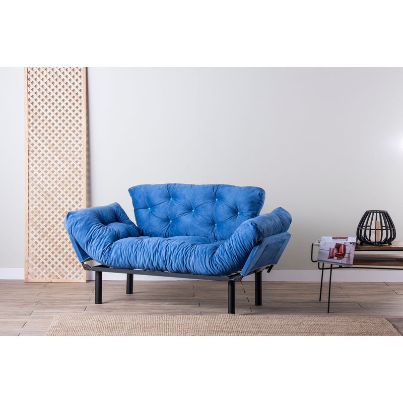 Casa si Gradina - Mobilier - Canapele si coltare - Canapele - Canapea extensibila, Hanah Home, metal, albastru, 155x85x70 cm - Infinity.ro