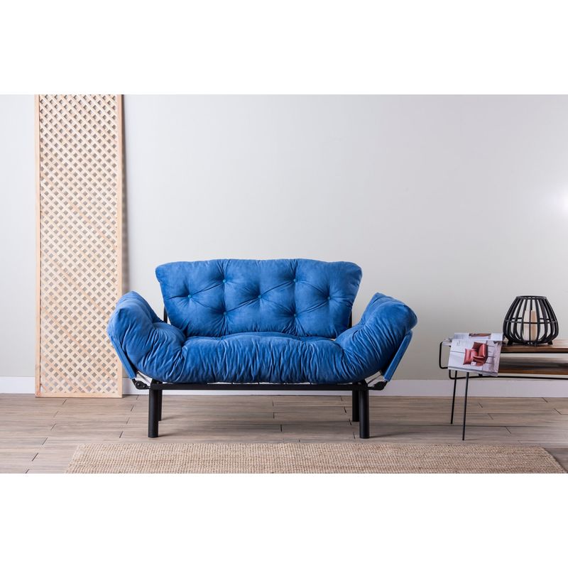 Casa si Gradina - Mobilier - Canapele si coltare - Canapele - Canapea extensibila, Hanah Home, metal, albastru, 155x85x70 cm - Infinity.ro