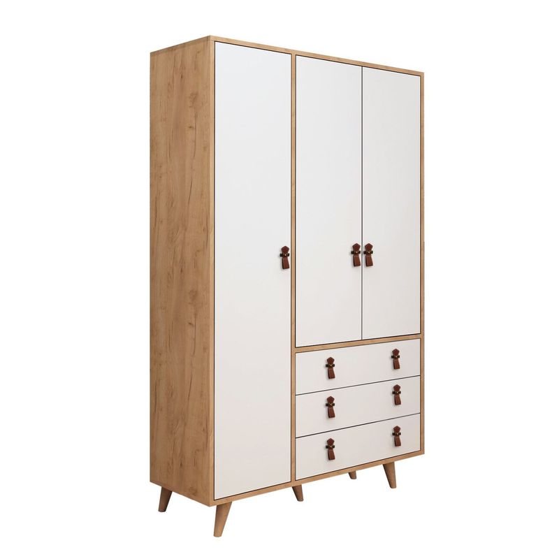 Casa si Gradina - Mobilier - Dulapuri si sifoniere - Sifoniere - Sifonier, Hanah Home, pal melaminat, stejar si alb, 120x52x187 cm - Infinity.ro