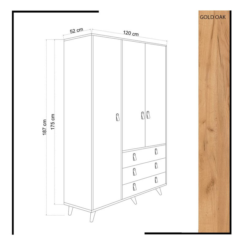 Casa si Gradina - Mobilier - Dulapuri si sifoniere - Sifoniere - Sifonier, Hanah Home, pal melaminat, stejar si alb, 120x52x187 cm - Infinity.ro