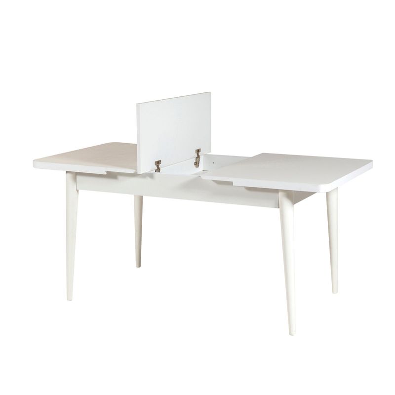 Casa si Gradina - Mobilier - Seturi de mobilier - Seturi mese si scaune - Set masa si scaune extensibile, Hanah Home, pal melaminat, alb soho, masa 130x80x77 cm - Infinity.ro