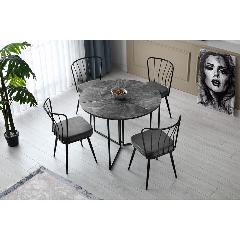 Casa si Gradina - Mobilier - Mese si birouri - Mese bucatarie si dining - Masa dining, Hanah Home, pal melaminat, antracit, 100x100x72 cm - Infinity.ro
