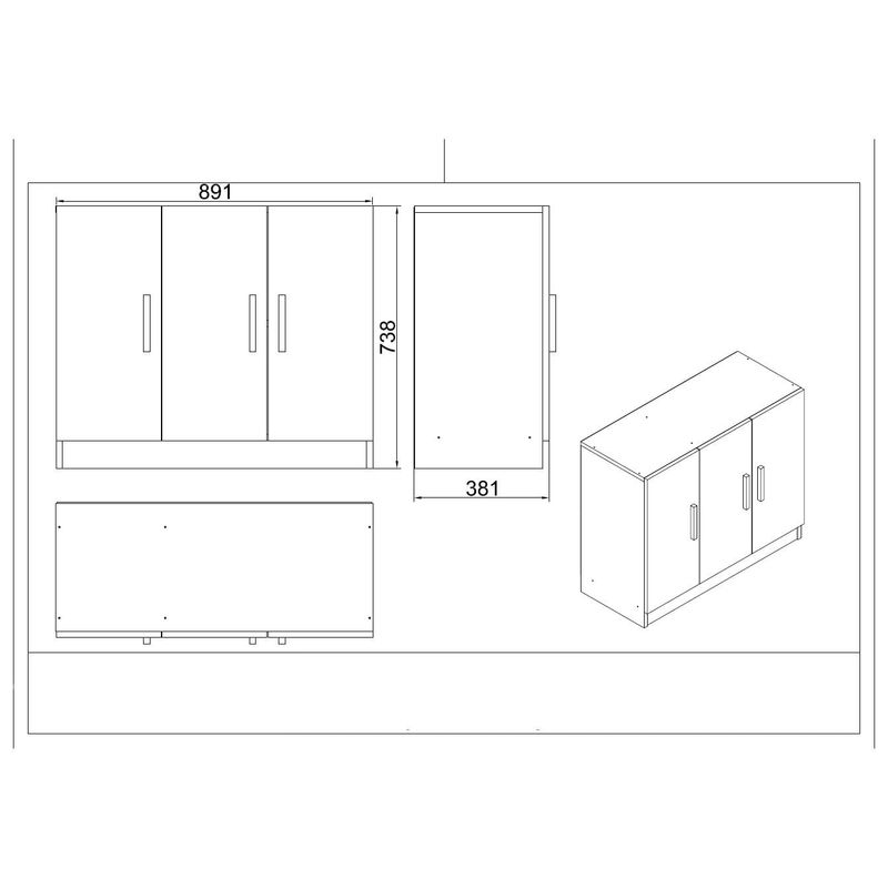 Casa si Gradina - Mobilier - Mese si birouri - Birouri - Set mobilier birou, Hanah Home, pal melaminat, stejar larx negru - Infinity.ro