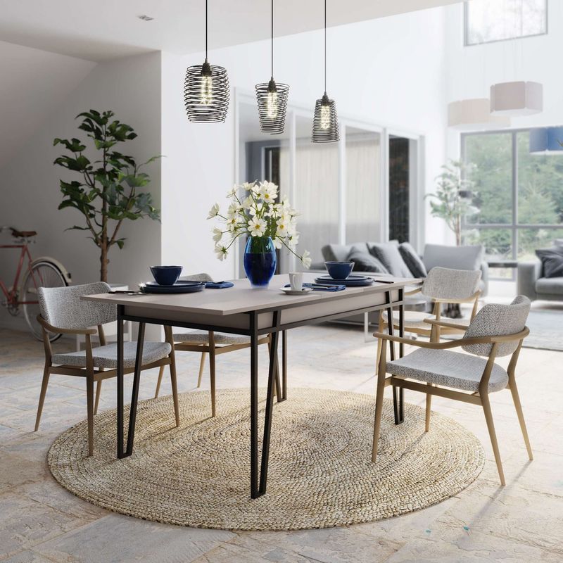 Casa si Gradina - Mobilier - Mese si birouri - Mese bucatarie si dining - Masa extensibila, Hanah Home, pal melaminat, mocha deschis, 132x80x76 cm - Infinity.ro