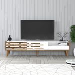 Casa si Gradina - Mobilier - Comode si corpuri - Console - Comoda tv, Hanah Home, pal melaminat, nuc si alb, 180x45x35 cm, 845HCT5350 - Infinity.ro