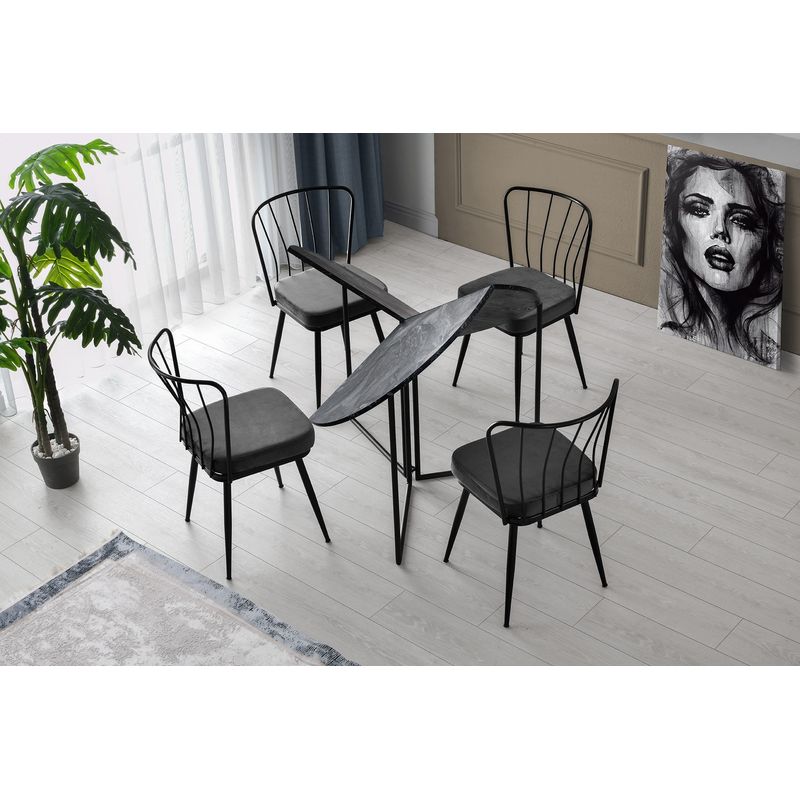 Casa si Gradina - Mobilier - Mese si birouri - Mese bucatarie si dining - Masa dining, Hanah Home, pal melaminat, antracit, 100x100x72 cm - Infinity.ro