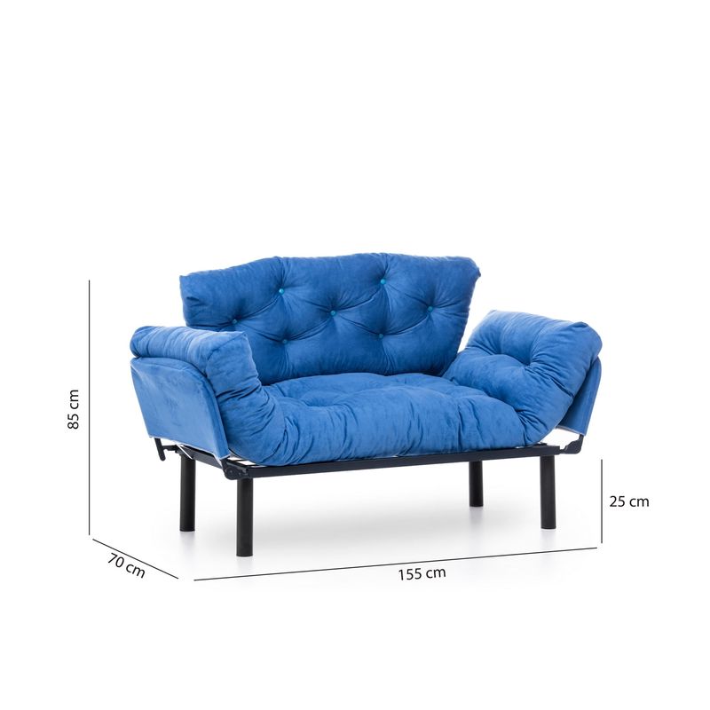 Casa si Gradina - Mobilier - Canapele si coltare - Canapele - Canapea extensibila, Hanah Home, metal, albastru, 155x85x70 cm - Infinity.ro