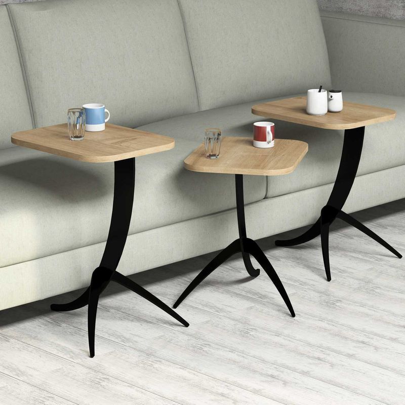 Casa si Gradina - Mobilier - Mese si birouri - Masute de cafea - Set masute de cafea, Hanah Home, pal melaminat, stejar, 35x45x60 cm - Infinity.ro