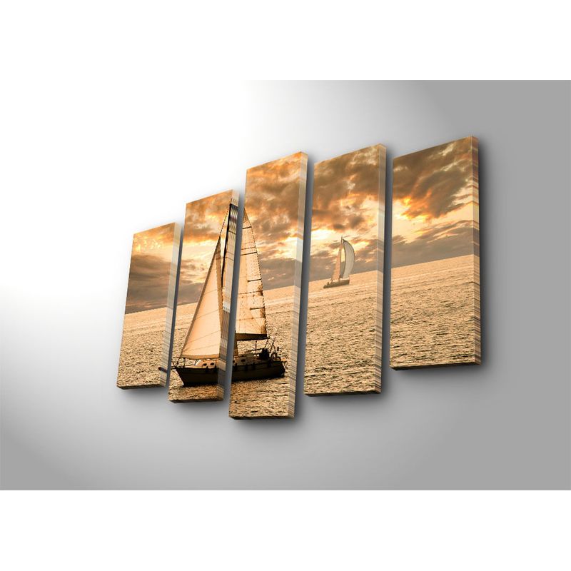 Casa si Gradina - Decoratiuni - Tablouri - Tablou canvas decorativ 5 piese, Wallxpert, piele de caprioara, multicolor, 70x105 cm - Infinity.ro