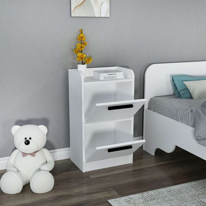 Casa si Gradina - Mobilier - Comode si corpuri - Noptiere - Noptiera, Hanah Home, pal melaminat, alb, 45x29.6x79.4 cm - Infinity.ro