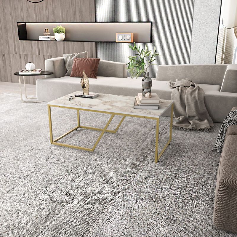 Casa si Gradina - Mobilier - Mese si birouri - Masute de cafea - Masuta de cafea, Hanah Home, pal melaminat, alb auriu, 120x60x48 cm - Infinity.ro