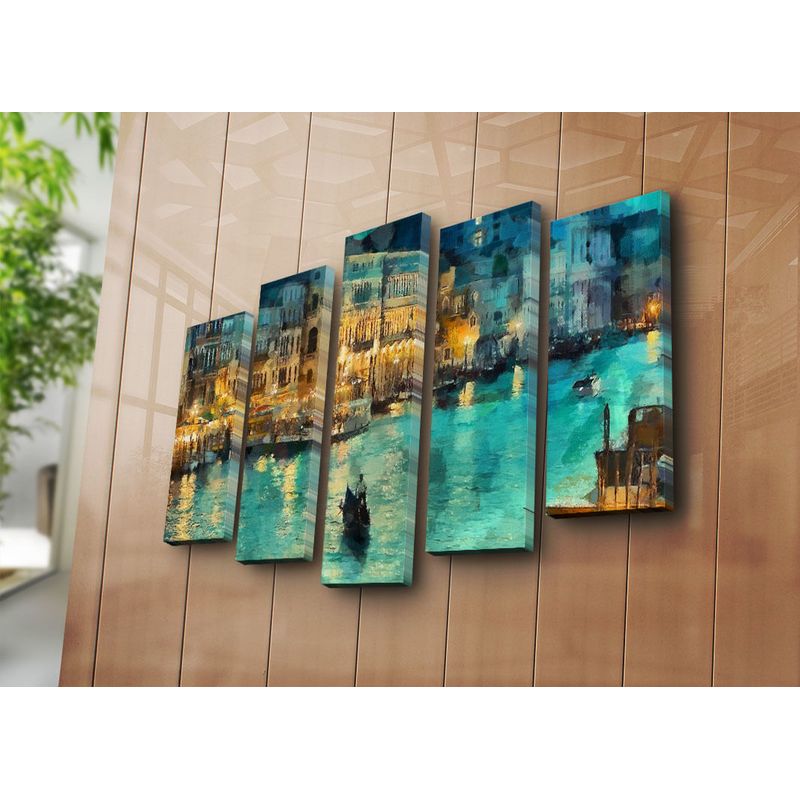 Casa si Gradina - Decoratiuni - Tablouri - Tablou decorativ pe panza, Wallxpert, piele de caprioara, multicolor, 70x105 cm, set 5 piese - Infinity.ro