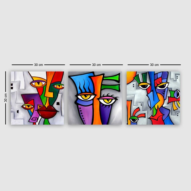 Casa si Gradina - Decoratiuni - Tablouri - Tablou decorativ pe panza, Wallxpert, 100% panza, multicolor, 3 piese, 30x30 cm - Infinity.ro