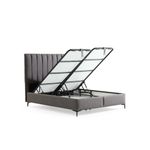 Casa si Gradina - Mobilier - Paturi si accesorii - Paturi - Baza de pat single cu tablie, Hanah Home, pal melaminat, gri, 100x200 cm, 771MND1849 - Infinity.ro