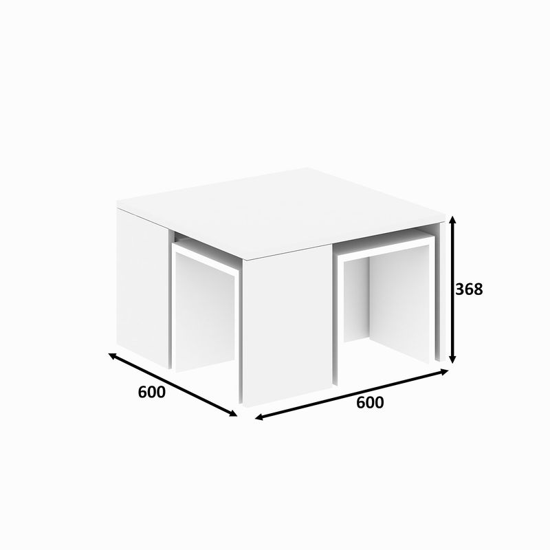 Casa si Gradina - Mobilier - Mese si birouri - Masute de cafea - Set masuta de cafea, Hanah Home, panou de particule melaminat, alb, 60x60x36.8 cm - Infinity.ro