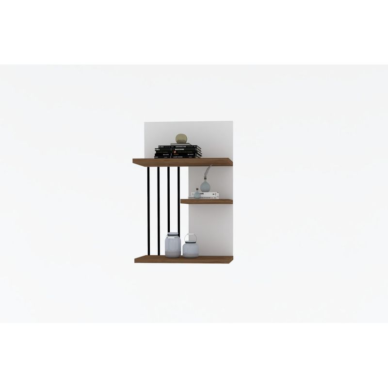Casa si Gradina - Mobilier - Biblioteci si rafturi - Etajere - Etajera de perete, Hanah Home, pal melaminat, alb si nuc, 40x21,4x60 cm - Infinity.ro