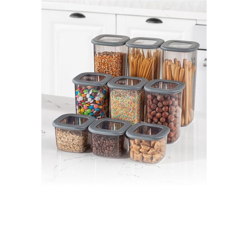 Casa si Gradina - Bucatarie si vesela - Organizare si depozitare bucatarie - Cutii alimentare - Set cutii depozitare, Hermia, plastic, antracit, 9 piese, diverse dimensiuni - Infinity.ro