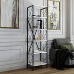 Casa si Gradina - Mobilier - Biblioteci si rafturi - Biblioteci - Biblioteca, Hanah Home, PAL melaminat, alb si negru, 50x30x180 cm - Infinity.ro