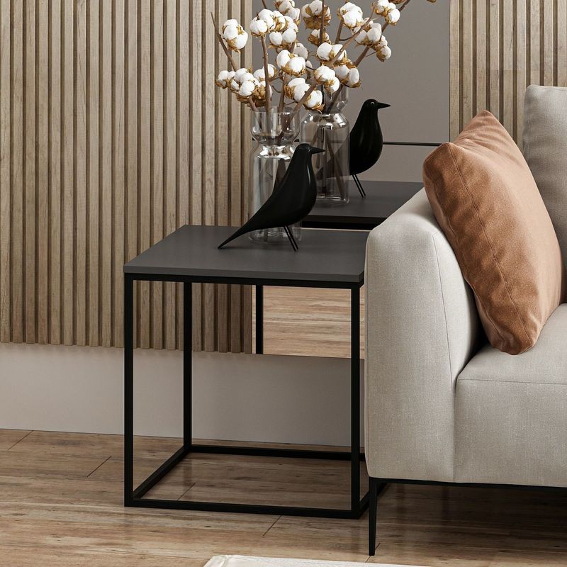 Casa si Gradina - Mobilier - Mese si birouri - Masute de cafea - Masuta de cafea, Hanah Home, pal melaminat, antracit, 52x50x50 cm - Infinity.ro