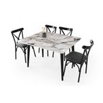 Casa si Gradina - Mobilier - Mese si birouri - Mese bucatarie si dining - Masa extensibila, Hanah Home, pal melaminat, marmura alba, 100x60x75 cm - Infinity.ro