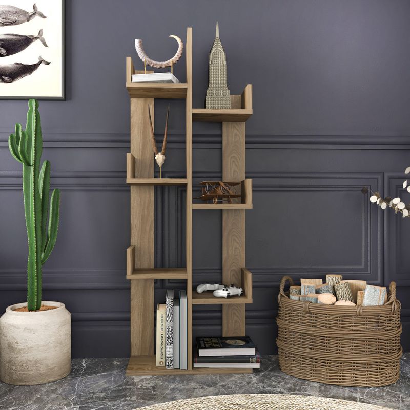 Casa si Gradina - Mobilier - Biblioteci si rafturi - Biblioteci - Biblioteca, Hanah Home, PAL melaminat, stejar oud, 50x22x173 cm - Infinity.ro