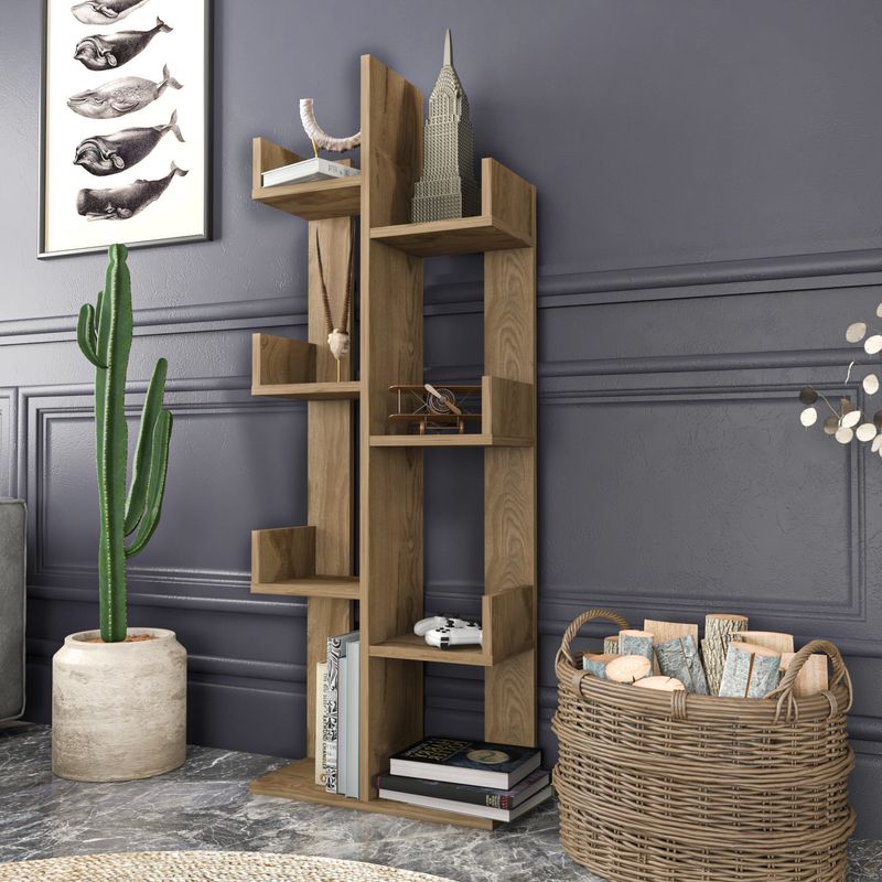 Casa si Gradina - Mobilier - Biblioteci si rafturi - Biblioteci - Biblioteca, Hanah Home, PAL melaminat, stejar oud, 50x22x173 cm - Infinity.ro