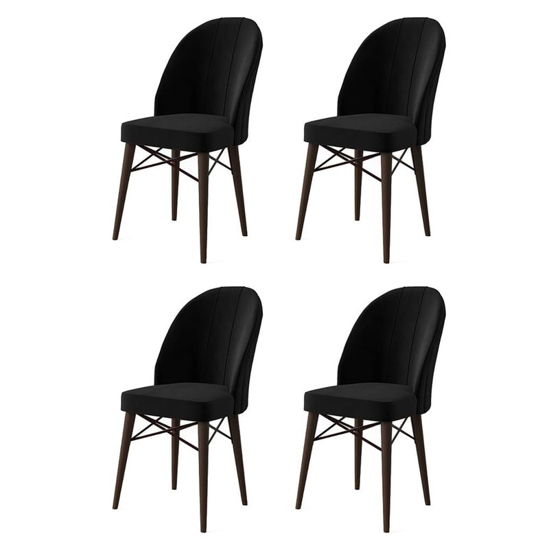 Casa si Gradina - Mobilier - Scaune si fotolii - Scaune - Set scaune, Hanah Home, metal, babyface, negru maro, 44x42x96 cm, 4 bucati - Infinity.ro